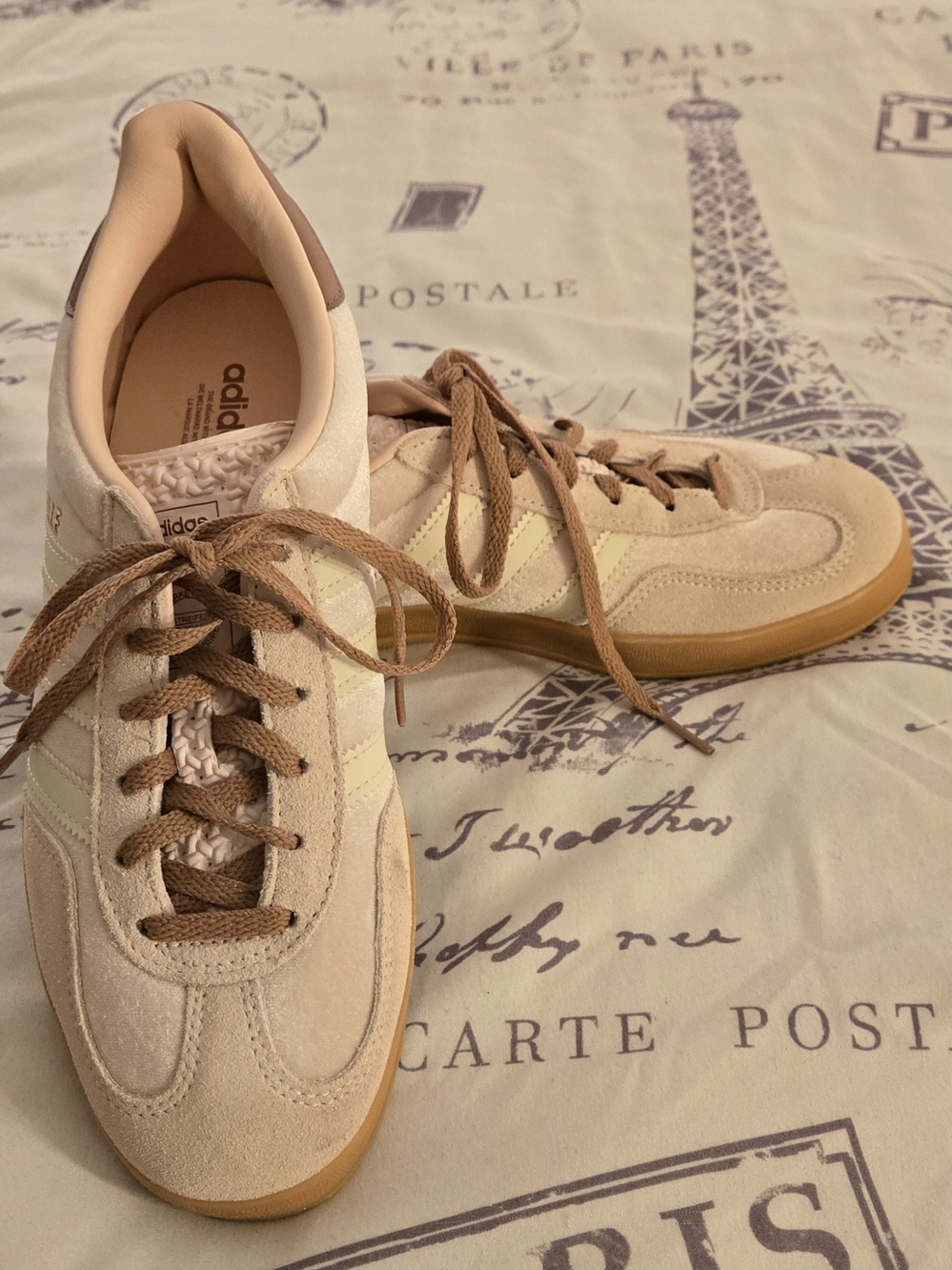adidas Women’s Beige and Light Pink Suede Athletic Sneakers